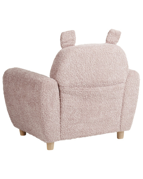 Fotel dziecięcy tapicerowany boucle różowy, 2663465