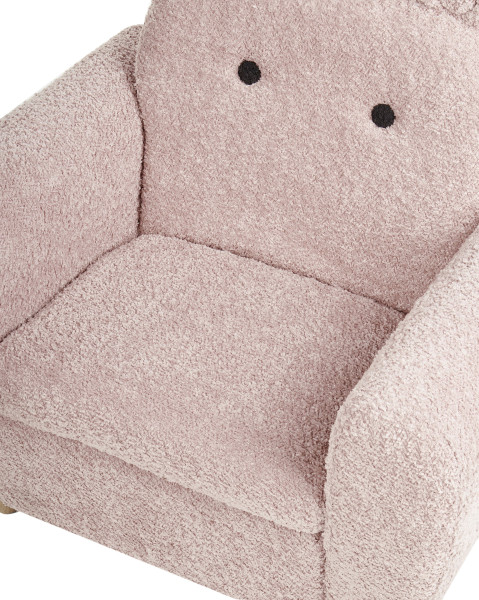 Fotel dziecięcy tapicerowany boucle różowy, 2663466