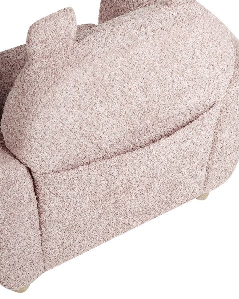 Fotel dziecięcy tapicerowany boucle różowy, 2663467