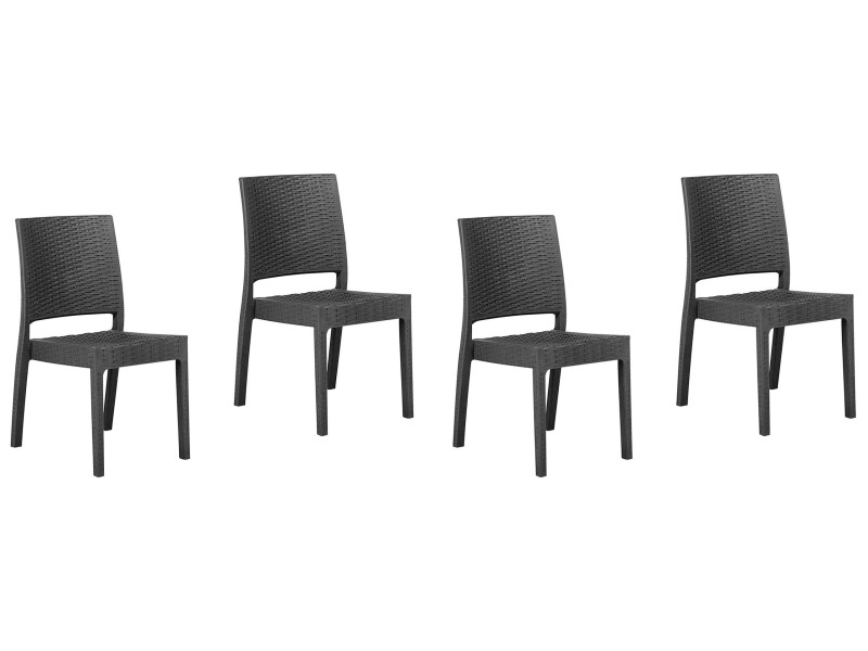 Zestaw 4 krzeseł ogrodowych szarych, 266708