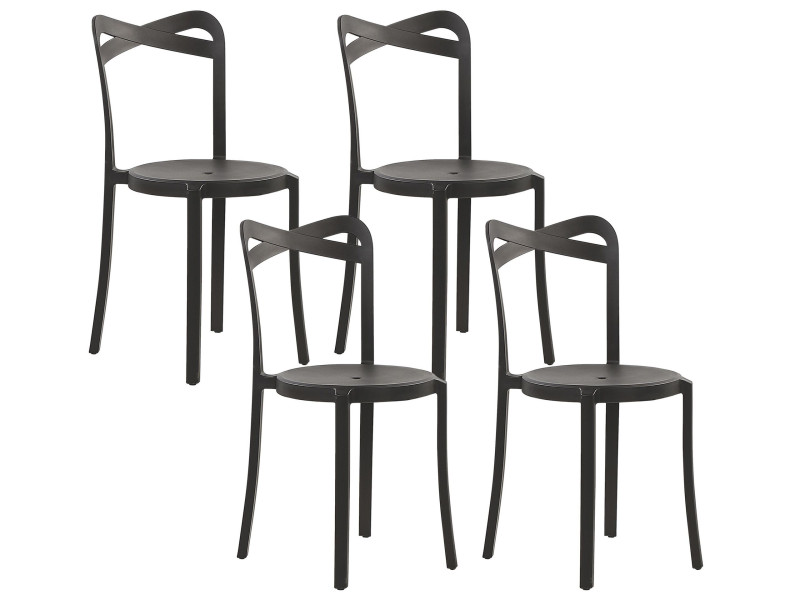 Zestaw 4 krzeseł ogrodowy jadalnia czarny, 266827