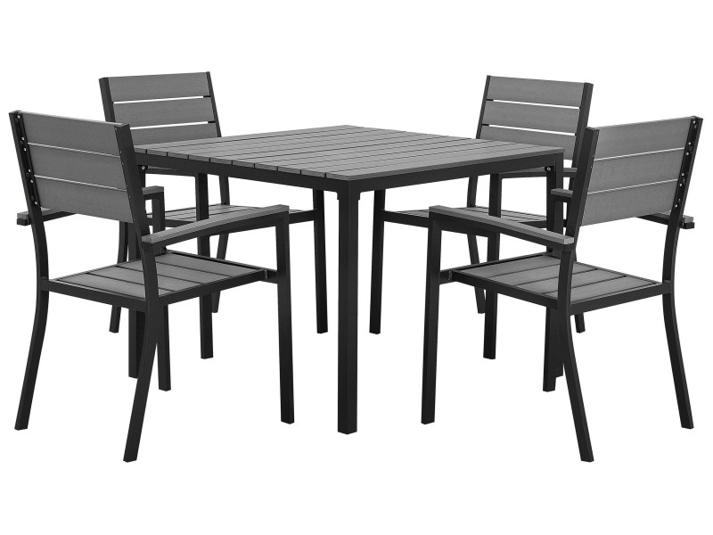 Zestaw ogrodowy stół 4 krzesła szare, 267891