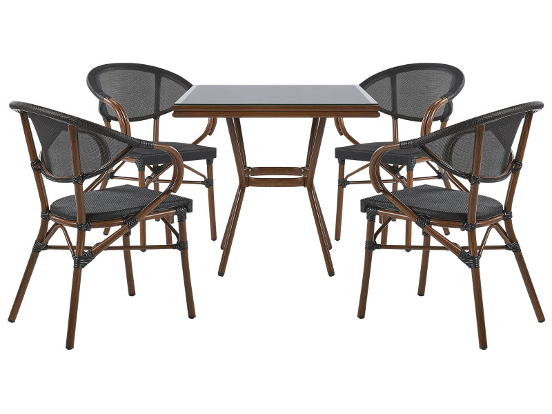 Zestaw ogrodowy stół 4 krzesła czarny, 268939