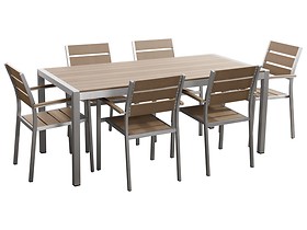 Zestaw ogrodowy stół 6 krzeseł brązowy