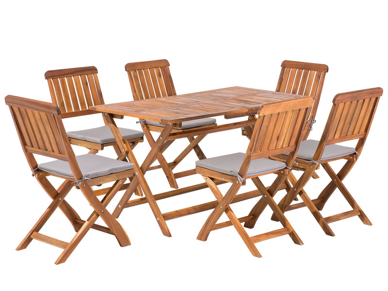 Zestaw ogrodowy drewno stół 6 krzeseł brąz, 269896