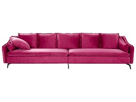 Sofa 4-osobowa welurowa nowoczesna różowa