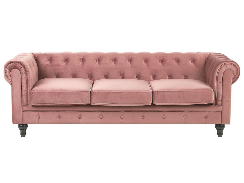 Sofa kanapa trzyosobowa retro różowa, 270915