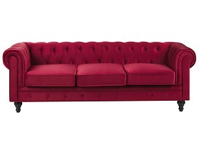 Sofa kanapa trzyosobowa retro czerwona