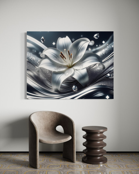 Feeby Obraz na płótnie, Srebrny Kwiat Lilii 60x40, 2725863