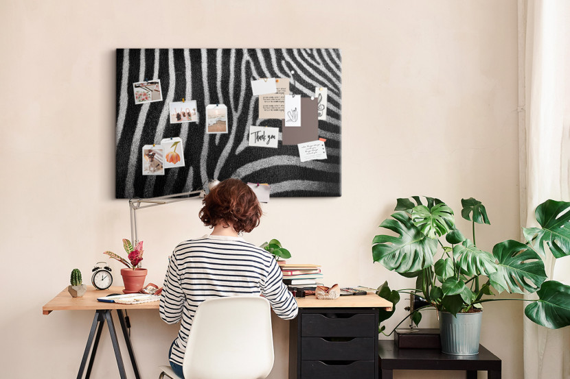 Tablica korkowa 120x80 cm do szkoły + pinezki Wzór zebry, 2805367