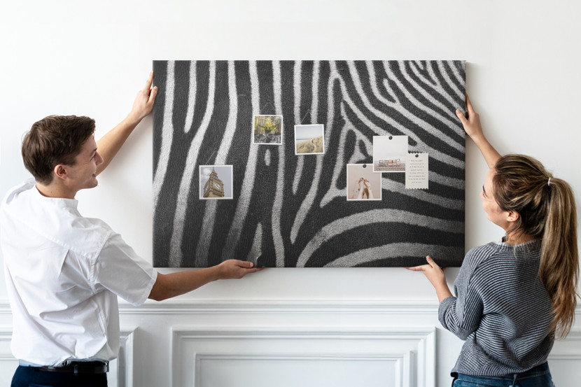 Tablica korkowa 120x80 cm do szkoły + pinezki Wzór zebry, 2805369