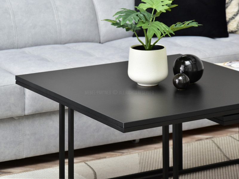 Zestaw stolików 2w1 kwadratowy blat czarny na czarnym stelażu DARK XL+S, 2812686