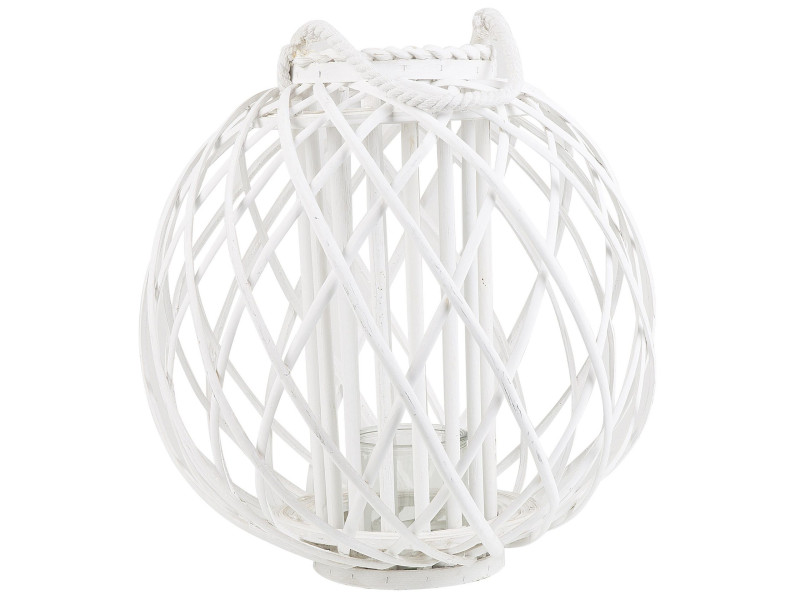 Lampion dekoracyjny drewniany biały, 282689