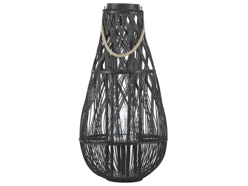 Lampion dekoracyjny bambusowy 75 cm czarny, 282727