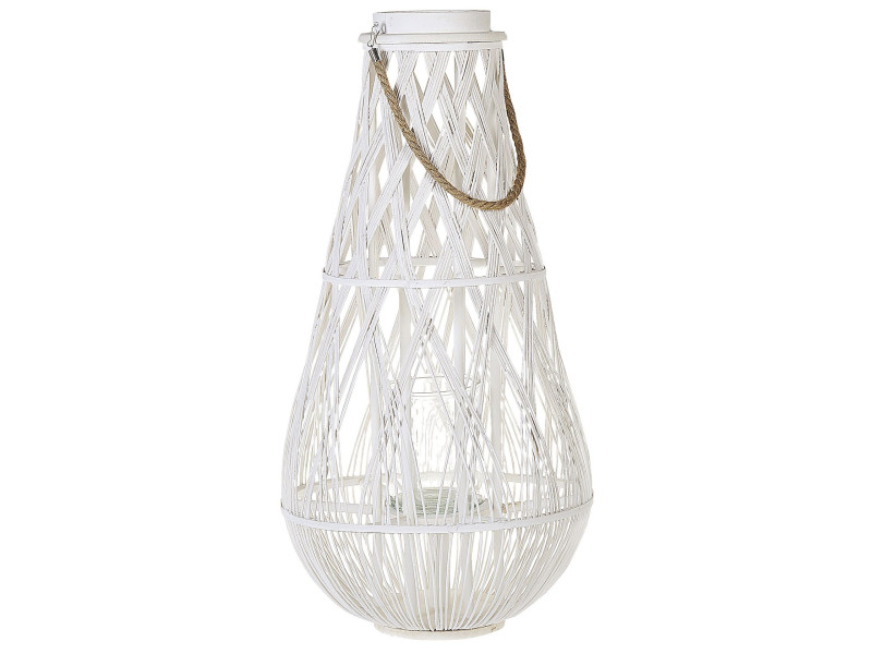 Lampion dekoracyjny bambusowy 75 cm biały, 282752