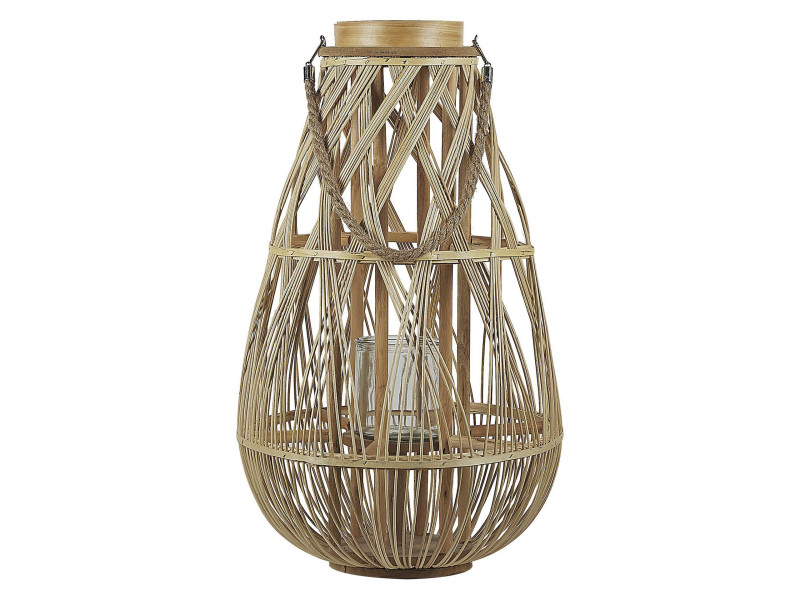 Lampion bambusowy 56 cm jasne drewno, 282770