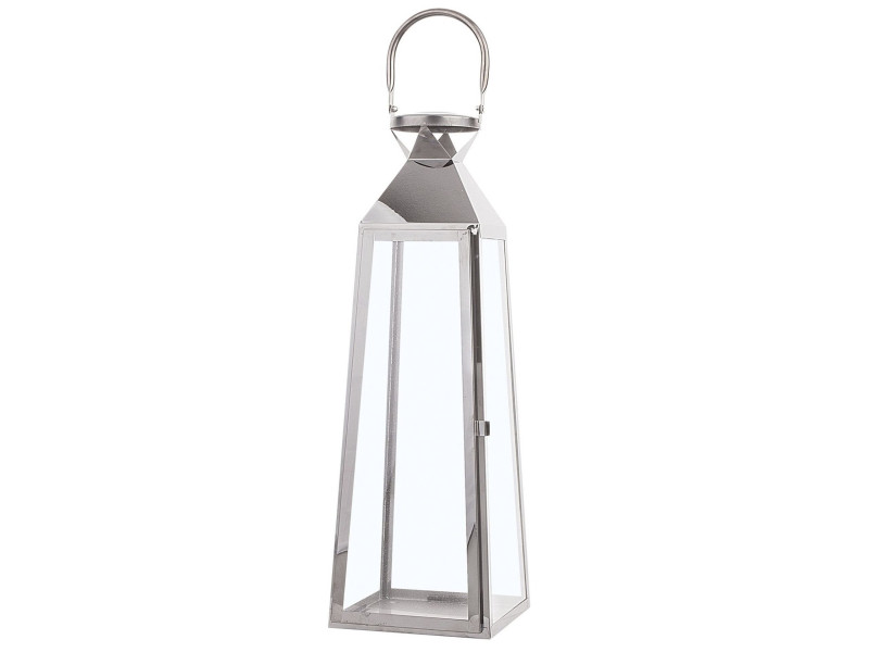 Lampion dekoracyjny 53 cm metal srebrny, 282821
