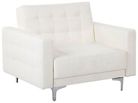 Fotel pikowany rozkładany ekoskóra biały