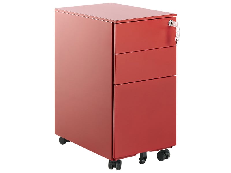 Szafka biurowa 3 szuflady kółka czerwona, 299513