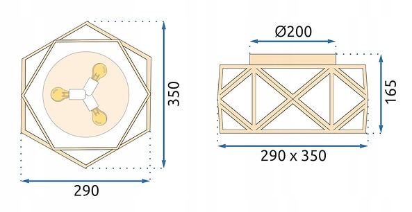 Lampa Sufitowa Geometryczna Plafon 35Cm Złota Gold, 305391