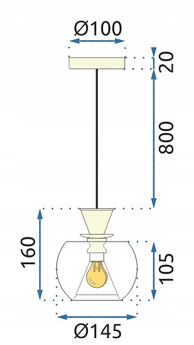Lampa Sufitowa Szklana Kula Złota App902-1Cp, 305499