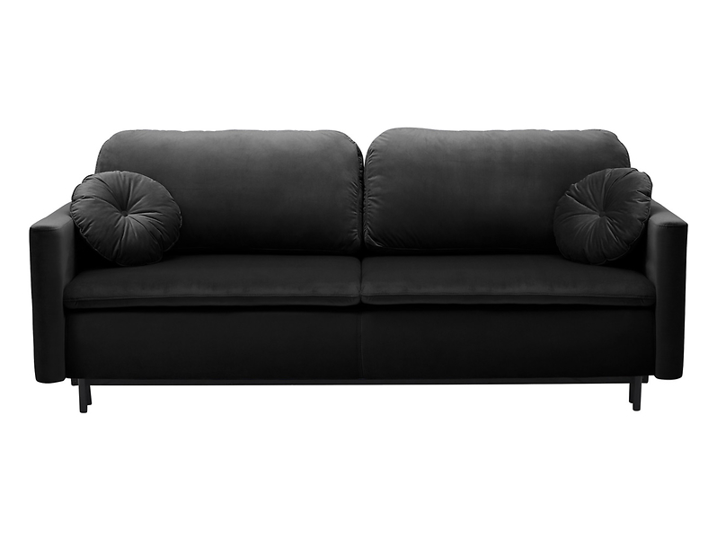 sofa trzyosobowa Sophia rozkładana z pojemnikiem welurowa czarna, 314228