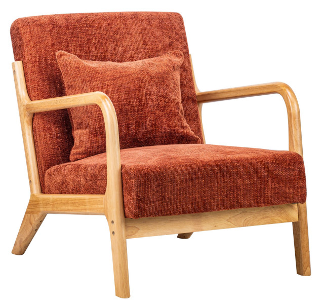 Fotel drewniano-tkaninowy, terrakota, 315551
