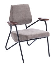 Fotel salonowy z metalu i brązowej tkaniny