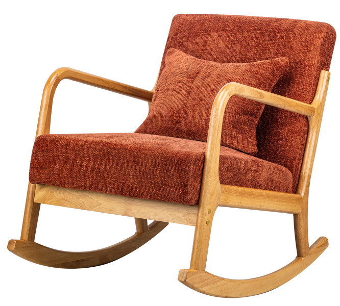 Krzesło bujane drewno/tkanina terrakota, 315562