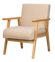 Fotel salonowy z litego drewna i beżowej tkaniny