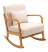 Produkt: Krzesło bujane z litego drewna i beżowej tkaniny