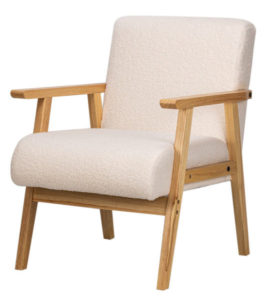 Fotel salonowy z litego drewna i białymi pętelkami, 315608