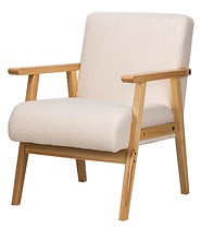 Fotel salonowy z litego drewna i białymi pętelkami