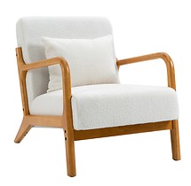 Fotel salonowy z litego drewna i białymi pętelkami
