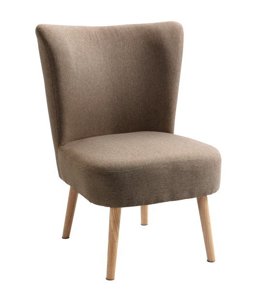 Fotel z bukowym drewnem i brązową tkaniną, 315671