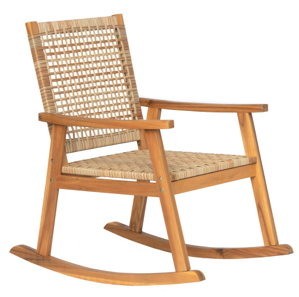 Krzesło bujane z litego akacji i sznurka, 315698