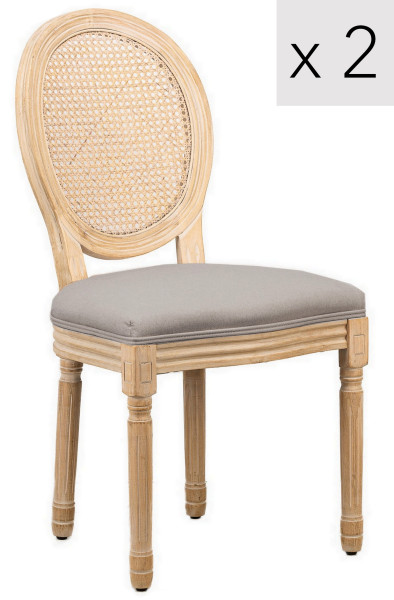 Zestaw 2 krzeseł drewno/plecionka, 316057