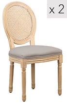 Zestaw 2 krzeseł drewno/plecionka