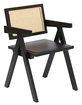 Krzesło stołowe z drewna i czarnym plecionką