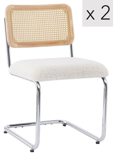 Zestaw 2 krzeseł metalowych z plecionką (białe pętelki), 316119
