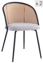 Zestaw 2 krzeseł metalowych z plecionką (szare)
