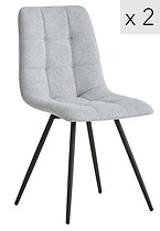Zestaw 2 skandynawskich krzeseł z metalu i szarego materiału