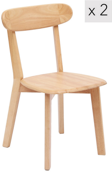 Zestaw 2 krzeseł z naturalnego drewna litego, 316386