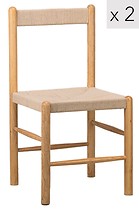 Zestaw 2 krzeseł z litego drewna i naturalnej liny