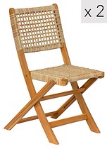 Zestaw 2 krzeseł ogrodowych z akacji i sznurka