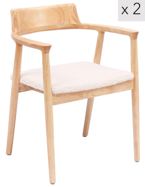 Zestaw 2 krzeseł z litego drewna i naturalnymi pętelkami, 316440