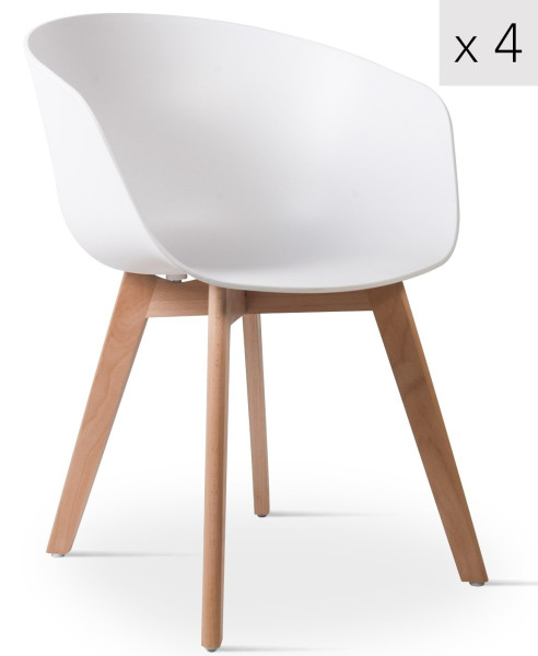Zestaw 4 skandynawskich krzeseł z białego drewna, 316464