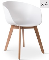 Zestaw 4 skandynawskich krzeseł z białego drewna