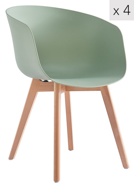 Zestaw 4 skandynawskich krzeseł z białego drewna, 316477