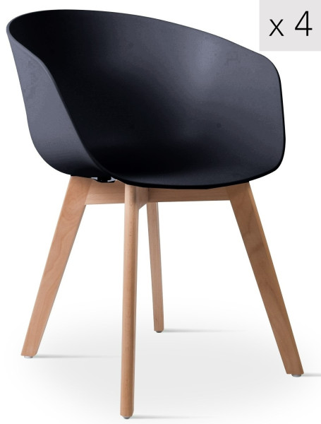 Zestaw 4 skandynawskich krzeseł z białego drewna, 316481